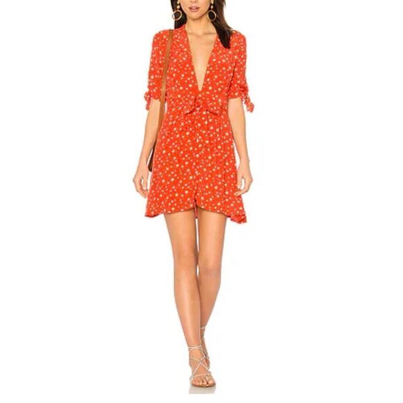 Faithfull the Brand Dresses & Skirts - Faithful The Brand Mini Dress Red Floral V Neck Button Front Short Sleeve Size 4